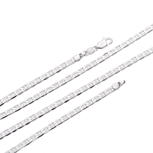 White Gold Filled Anchor Chain For Necklace Making, Dainty 2mm Mariner Chain, 17 Inches Mariner Necklace w/ Lobster Clasps | CN-065