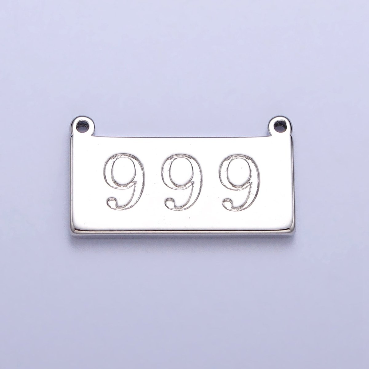 White Gold Filled Angel Number Numerology Engraved Rectangular Tag Charm Connector | G-616 ~ G-621