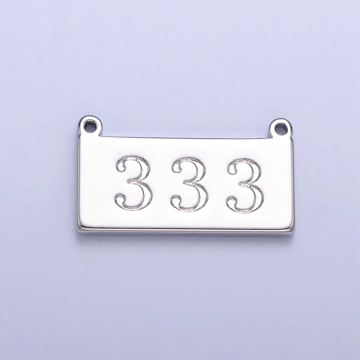 White Gold Filled Angel Number Numerology Engraved Rectangular Tag Charm Connector | G-616 ~ G-621