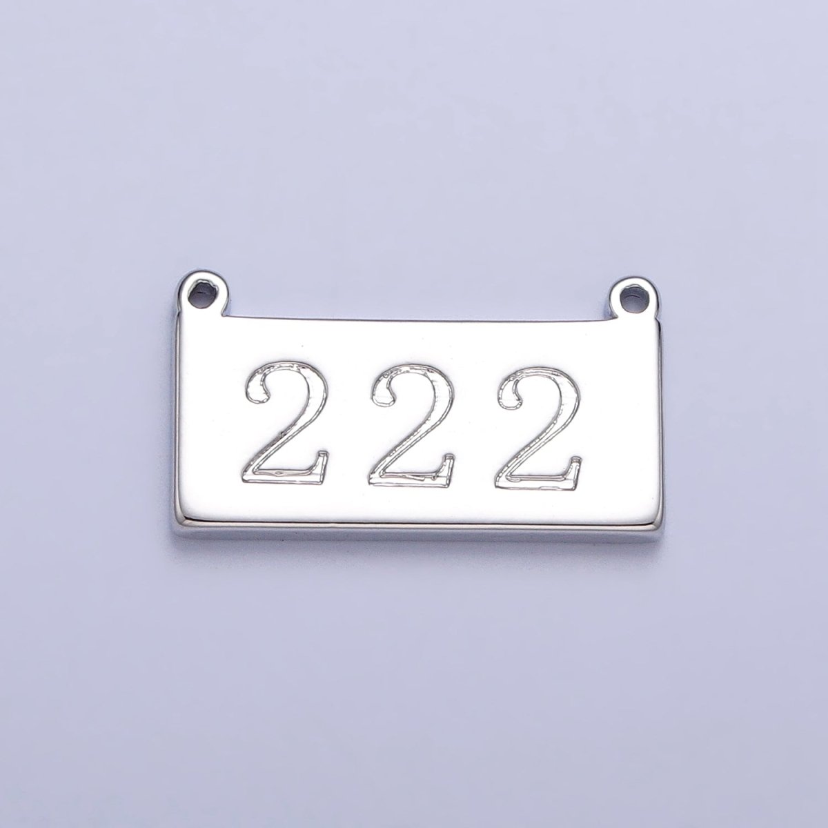 White Gold Filled Angel Number Numerology Engraved Rectangular Tag Charm Connector | G-616 ~ G-621