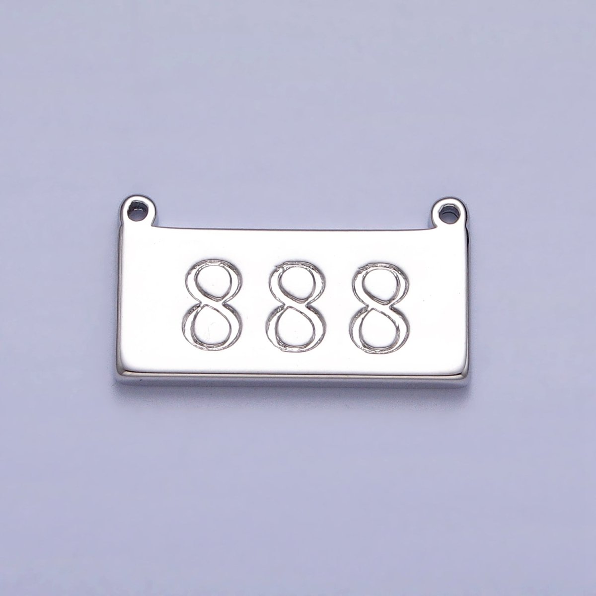 White Gold Filled Angel Number Numerology Engraved Rectangular Tag Charm Connector | G-616 ~ G-621