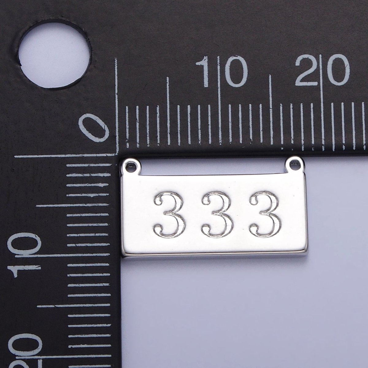 White Gold Filled Angel Number Numerology Engraved Rectangular Tag Charm Connector | G-616 ~ G-621