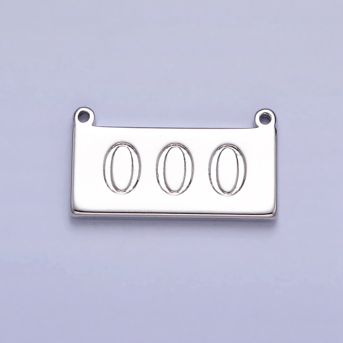 White Gold Filled Angel Number Numerology Engraved Rectangular Tag Charm Connector | G-616 ~ G-621
