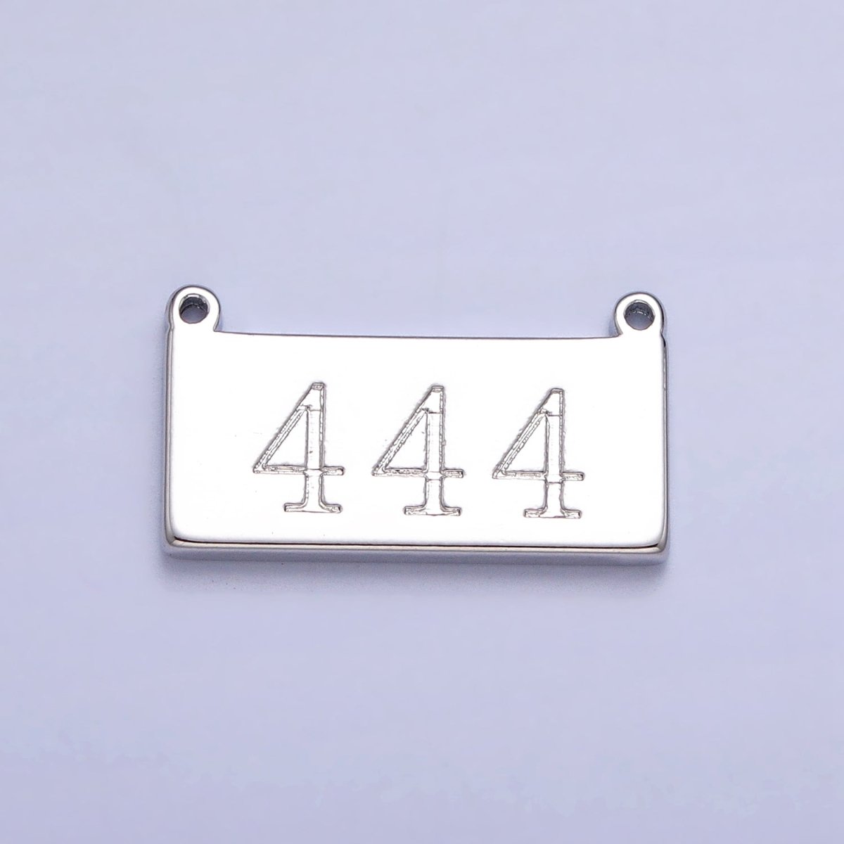 White Gold Filled Angel Number Numerology Engraved Rectangular Tag Charm Connector | G-616 ~ G-621