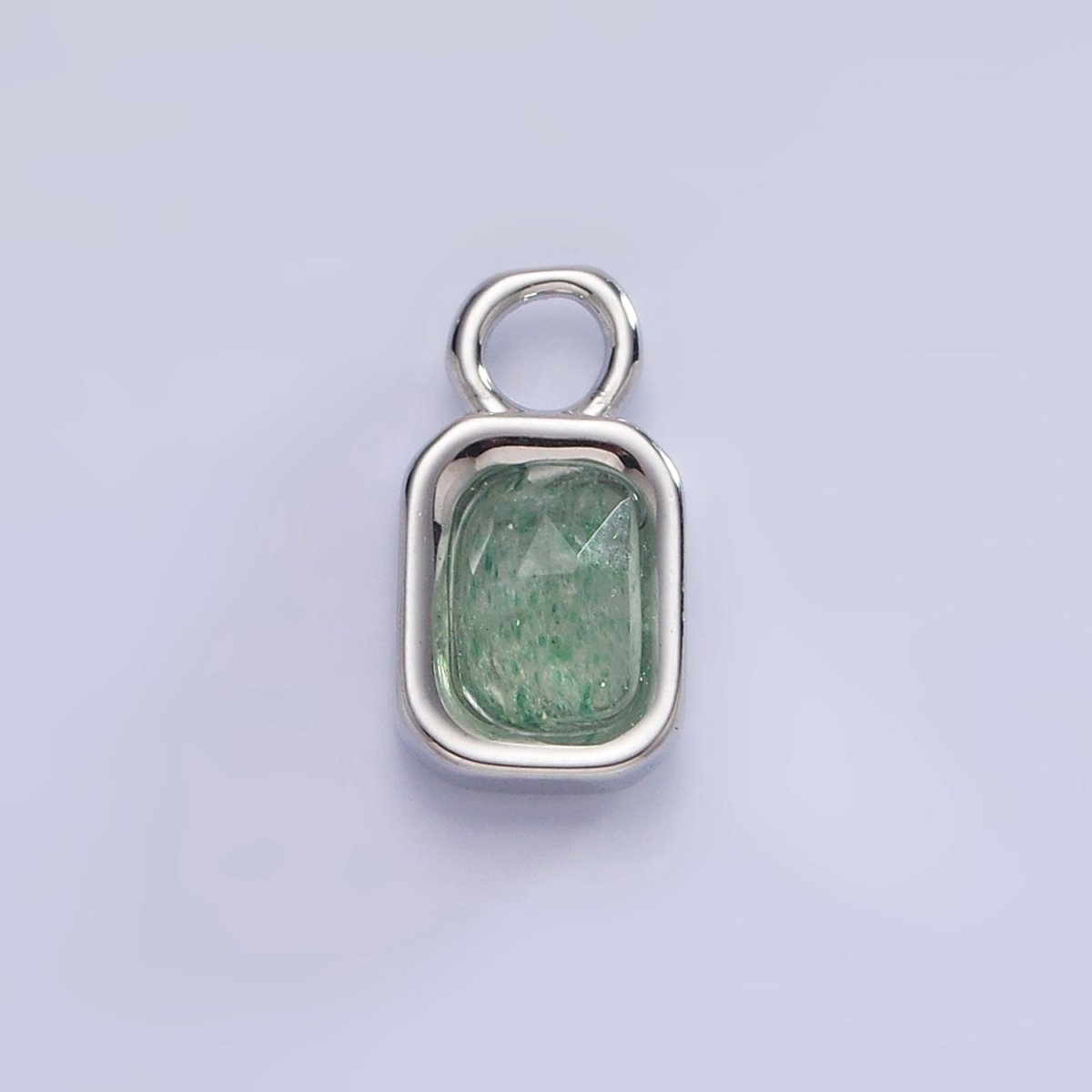 White Gold Filled Baguette Multifaceted Natural Gemstone Personalized Add-On Silver Charm | AC1400 - AC1410