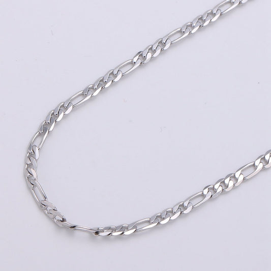 White Gold Filled Chain Necklace, 17.7", 17.8", 19.6" Figaro Chains, 3.2mm, 3.3mm, 4.5mm Figaro Necklace w/ Lobster Clasps | CN-946, CN-947, CN-948  Clearance Pricing