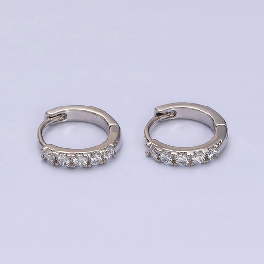 White Gold Filled Clear Micro Paved CZ 10mm Cartilage Huggie Earrings | AD1543