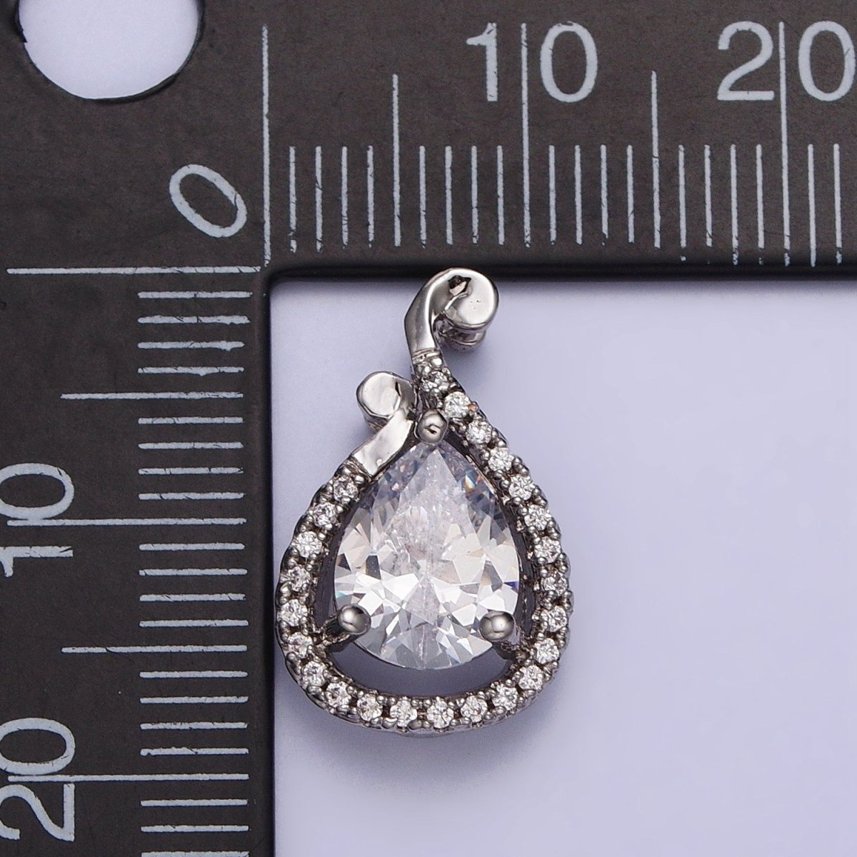 White Gold Filled Clear Teardrop Micro Paved CZ Pendant | AA031