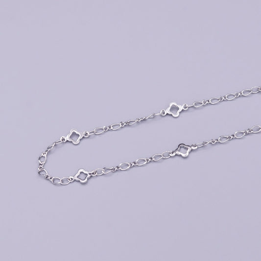 White Gold Filled Clover Quatrefoil Figaro 2.5mm Unique Unfinished Silver Chain For Jewelry Making | ROLL-1360