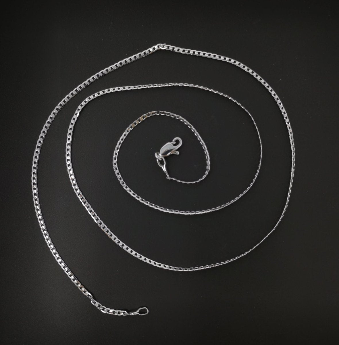 White Gold Filled Curb Chain Necklace, 17.7 inch Curb Finished Chain For Jewelry Making, Dainty 2.5mm Curb Necklace w/ Lobster Clasps | CN-956  Clearance Pricing