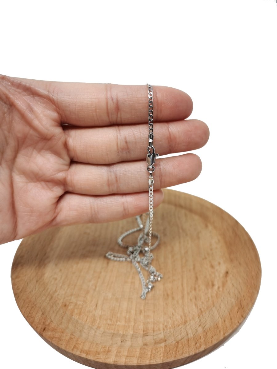 White Gold Filled Curb Chain Necklace, 17.7 inch Curb Finished Chain For Jewelry Making, Dainty 2.5mm Curb Necklace w/ Lobster Clasps | CN-956  Clearance Pricing
