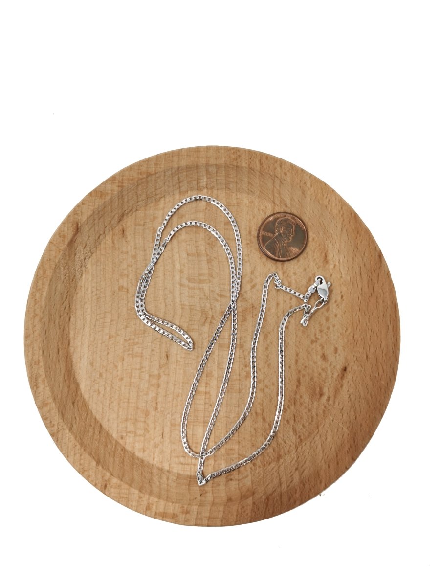 White Gold Filled Curb Chain Necklace, 17.7 inch Curb Finished Chain For Jewelry Making, Dainty 2.5mm Curb Necklace w/ Lobster Clasps | CN-956  Clearance Pricing