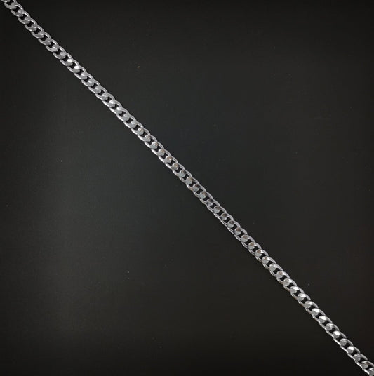 White Gold Filled Curb Chain Necklace, 19.7 Inch Curb Finished Chain For Jewelry Making, 3.5mm Curb Necklace w/ Lobster Clasps | CN-964  Clearance Pricing