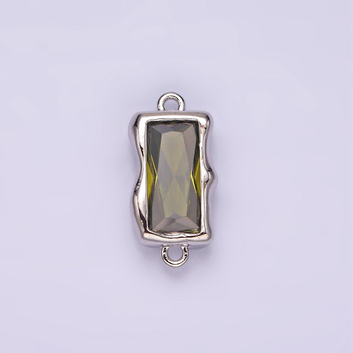 White Gold Filled CZ Baguette Molten Personalized Birth Month Connector | G259 - G262