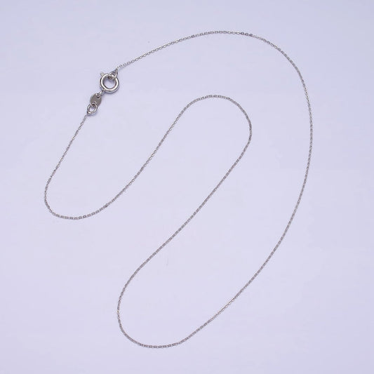 White Gold Filled Dainty 0.5mm Cable 15.5 Inch Choker Chain Necklace | WA-1877 Clearance Pricing