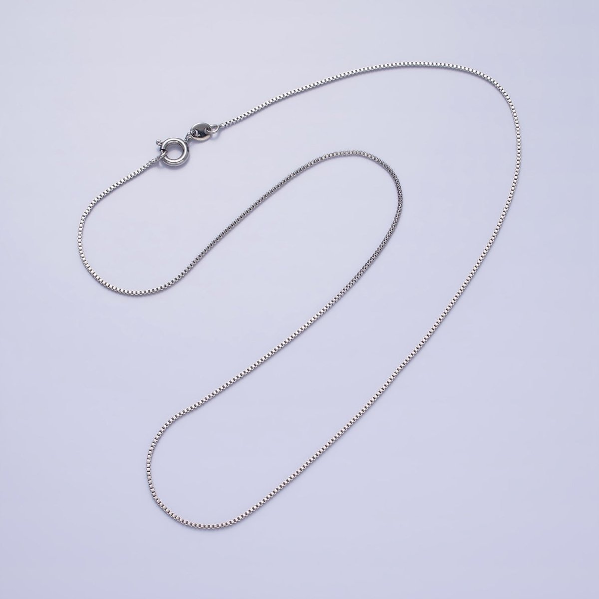 White Gold Filled Dainty 1mm Box Chain 15.75 Choker Necklace with Spring Ring | WA-1737 Clearance Pricing