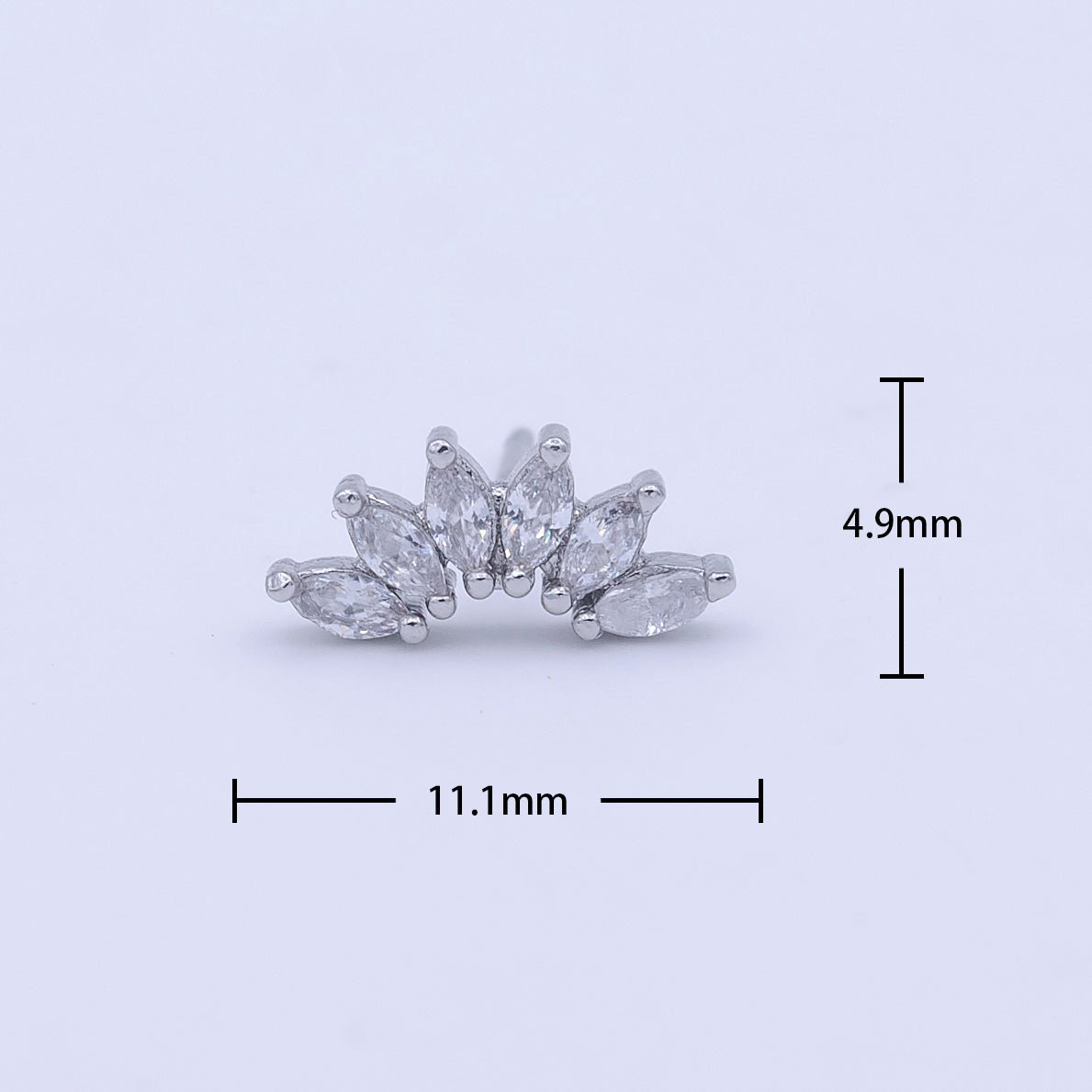White Gold Filled Dainty Silver Marquise Cluster Dainty Stud Earrings | AD-272