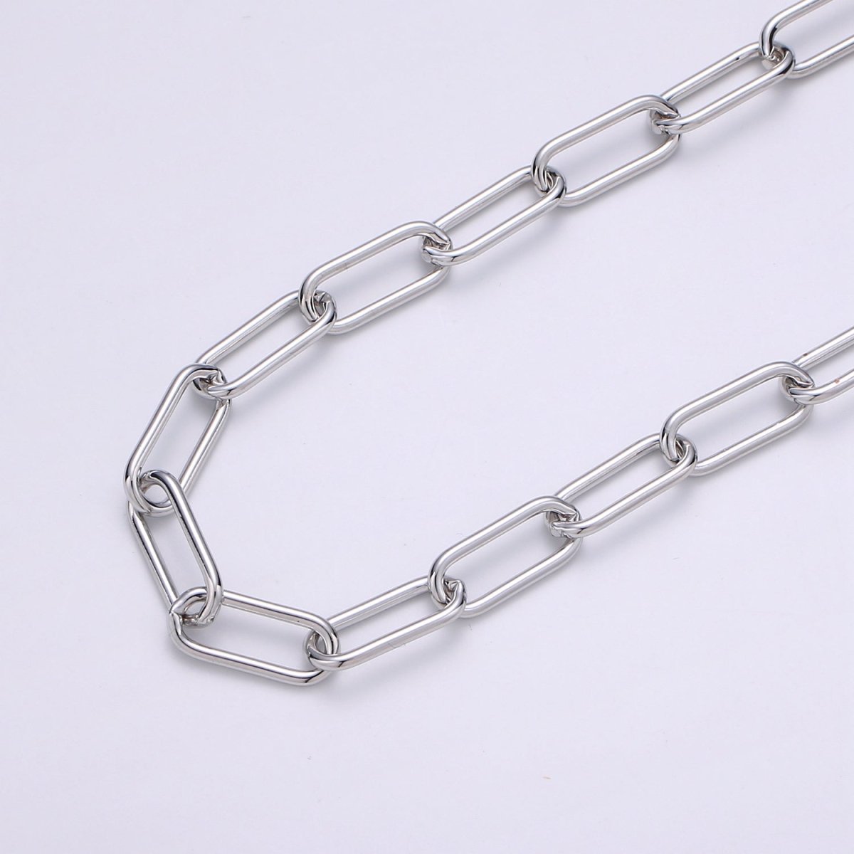 White Gold Filled Ellipse PAPERCLIP Chain Sold By Yard, Gold Filled Ellipse Link Chain, Unfinished Chain For Jewelry Making | ROLL-381 Clearance Pricing