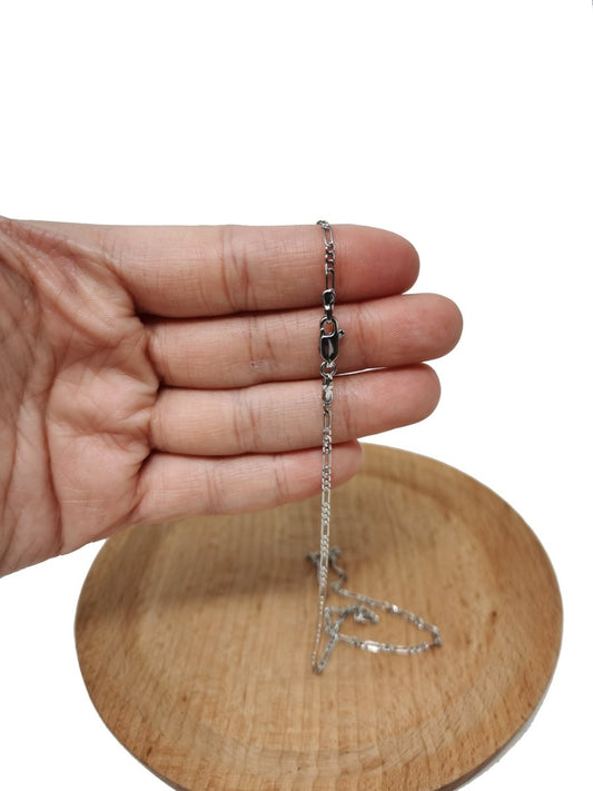 White Gold Filled Figaro Chain Necklace, 19.8 Inch Figaro Finished Chain For Necklace Making, Dainty 2mm Figaro Necklace w/ Lobster Clasps | CN-955  Clearance Pricing
