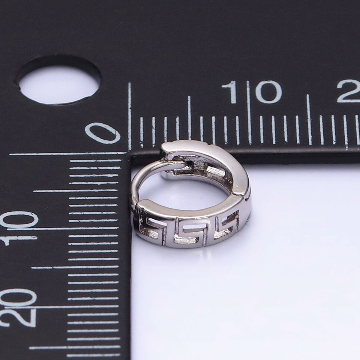 White Gold Filled Geometric Band 10mm Cartilage Huggie Earrings | AD1371