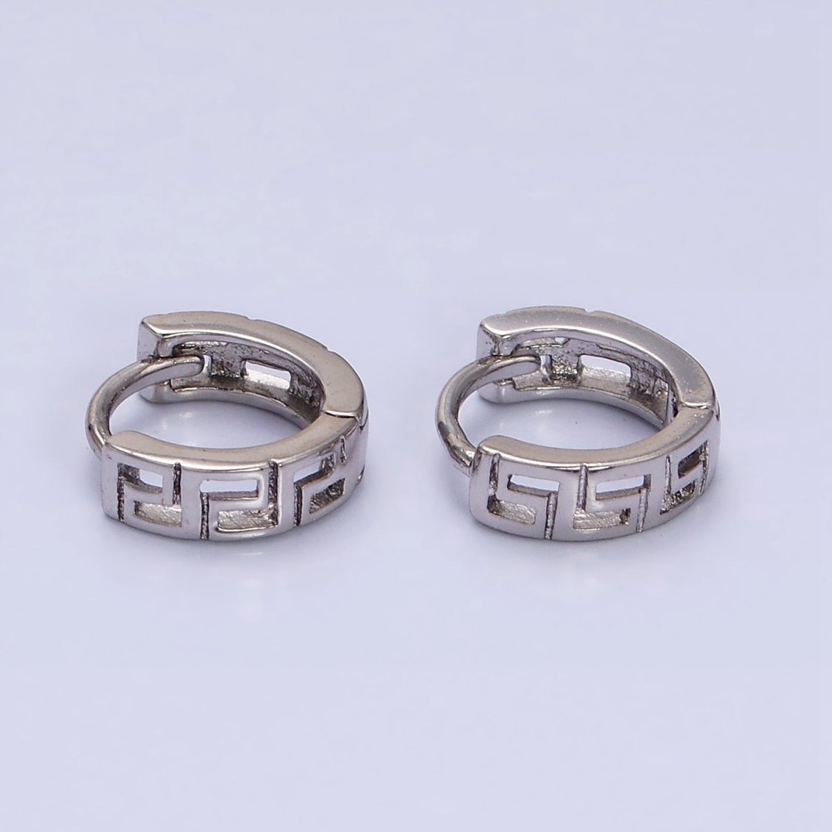 White Gold Filled Geometric Band 10mm Cartilage Huggie Earrings | AD1371