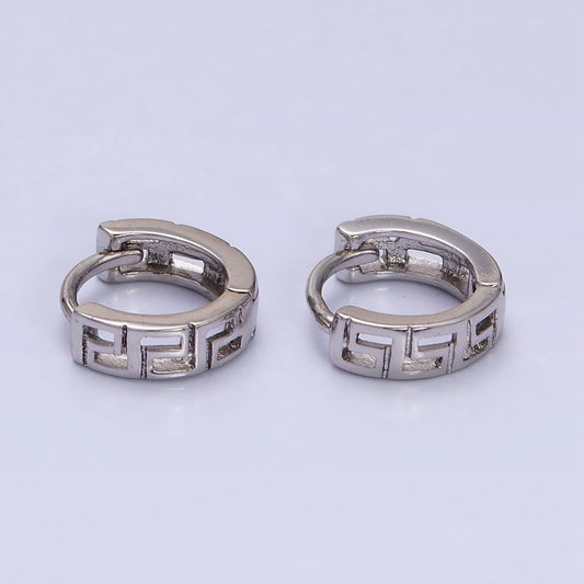 White Gold Filled Geometric Band 10mm Cartilage Huggie Earrings | AD1371