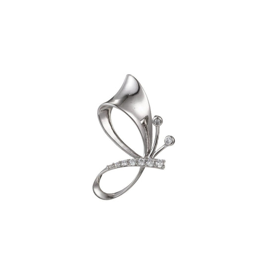 White Gold Filled Micro Pave CZ Butterfly Pendant Charm, Butterfly Pendant Charm, White Gold Filled Butterfly Pendant, For DIY Jewelry I-505