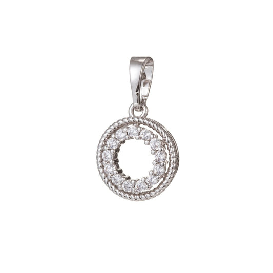 White Gold Filled Micro Pave CZ Circle Pendant Charm, Micro Pave CZ Pendant Charm, White Gold Filled Geometric Pendant, For DIY Jewelry I-506