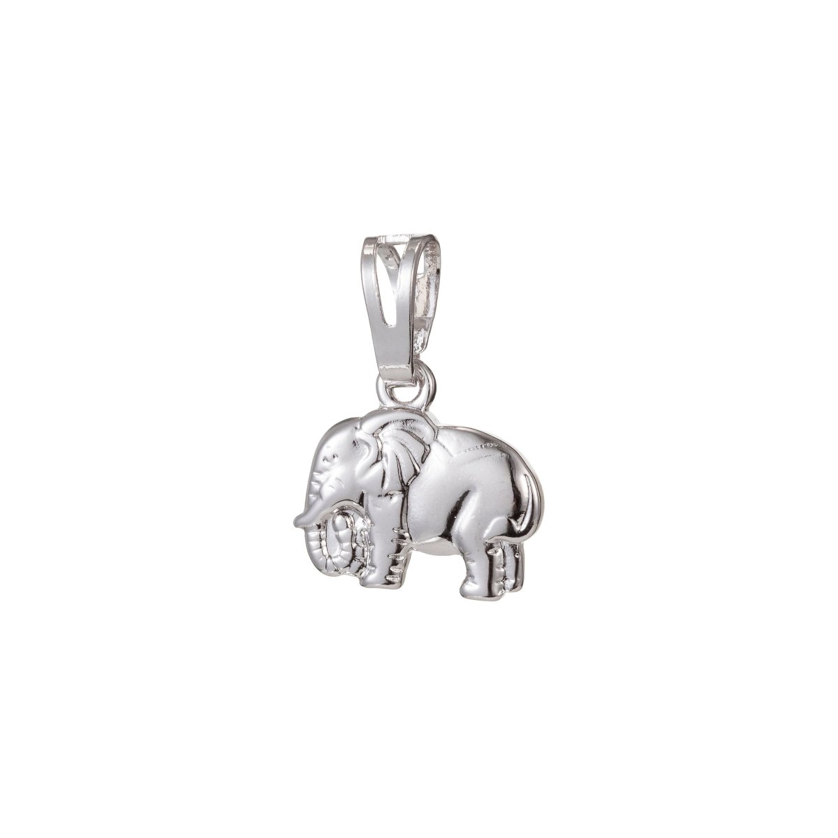 White Gold Filled Micro Pave CZ Elephant Pendant Charm, Elephant Pendant Charm, White Gold Elephant Pendant, For DIY Jewelry I-492