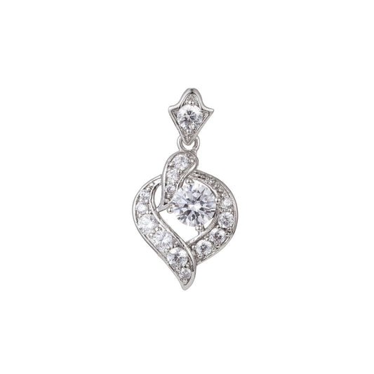 White Gold Filled Micro Pave CZ Heart Pendant Charm, Geometric Micro Pave CZ Pendant Charm, White Gold Filled Pendant, For DIY Jewelry I-479