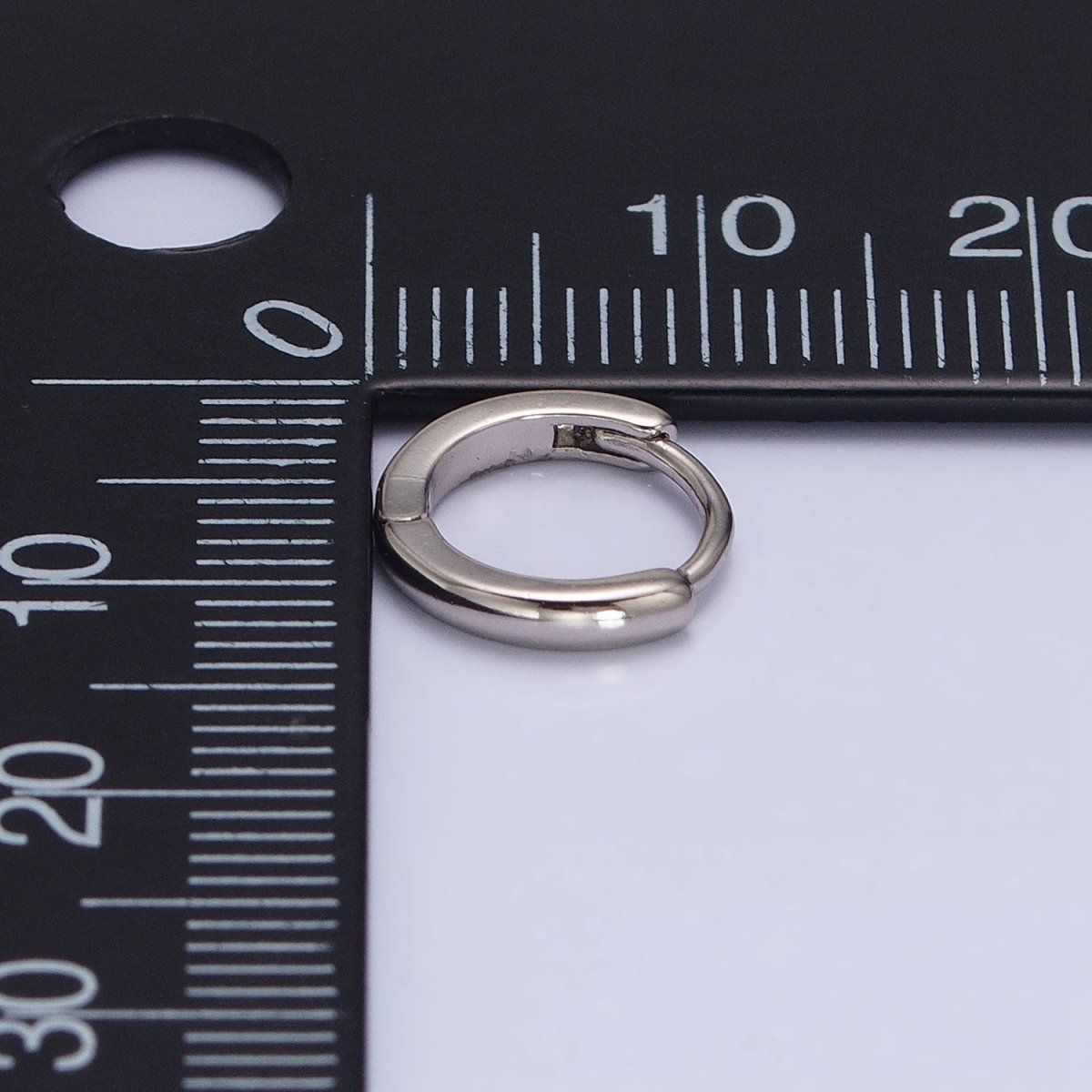 White Gold Filled Mini Thin 11mm Cartilage Huggie Earrings | AD1416