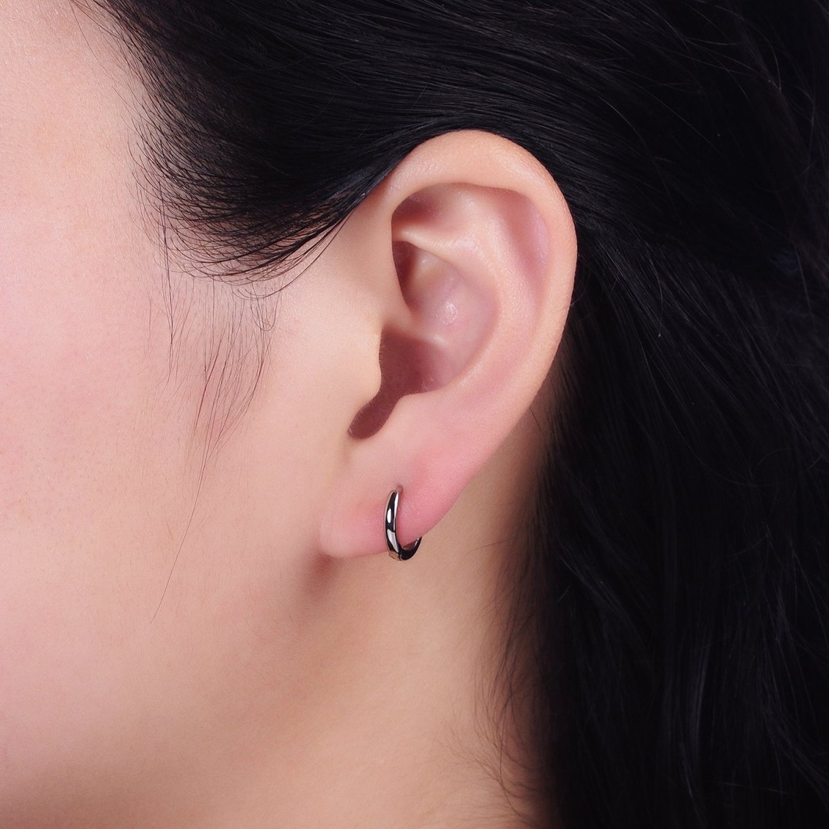 White Gold Filled Mini Thin 11mm Cartilage Huggie Earrings | AD1416