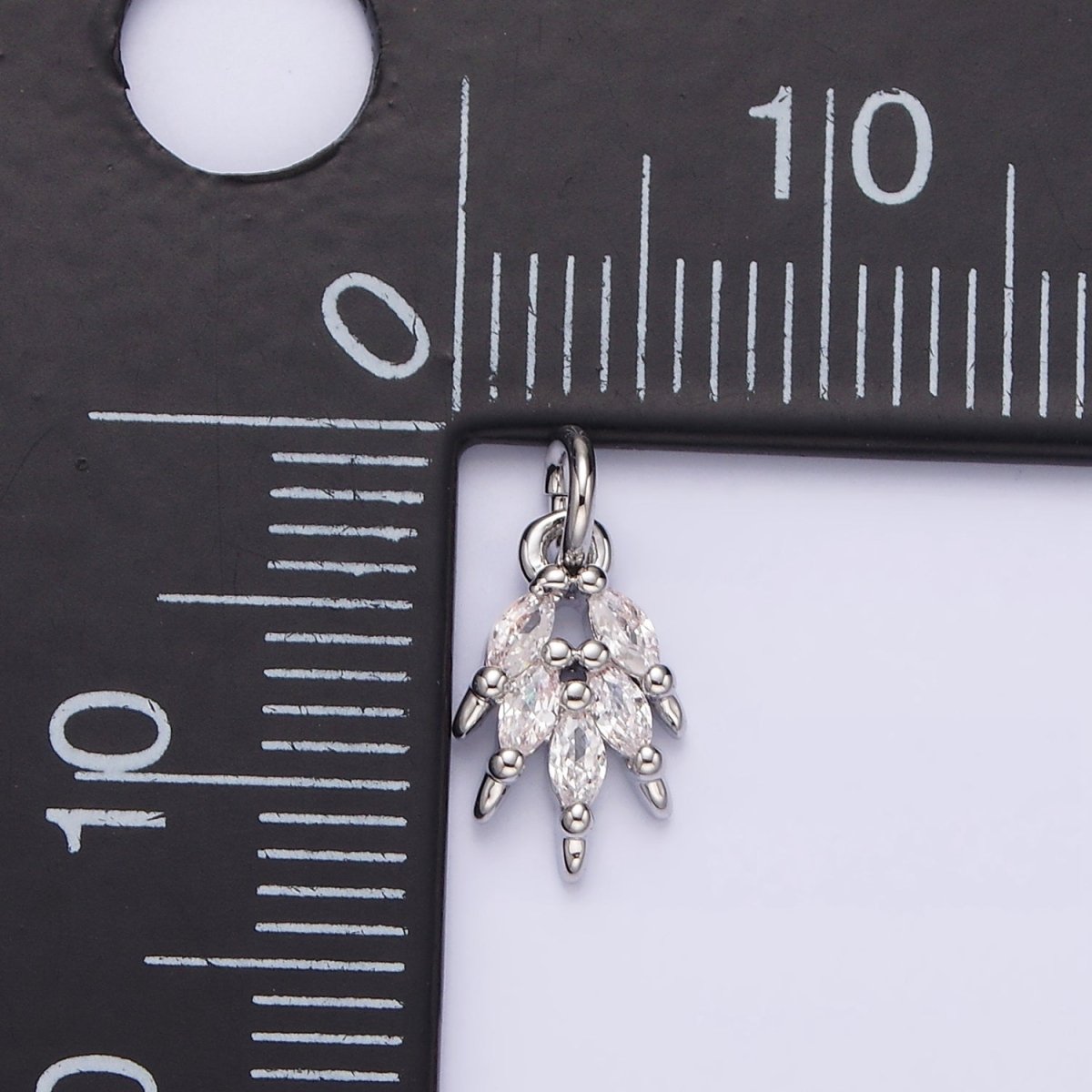 White Gold Filled Multiple Clear Marquise CZ Leaf Mini Add-On Charm | N1141