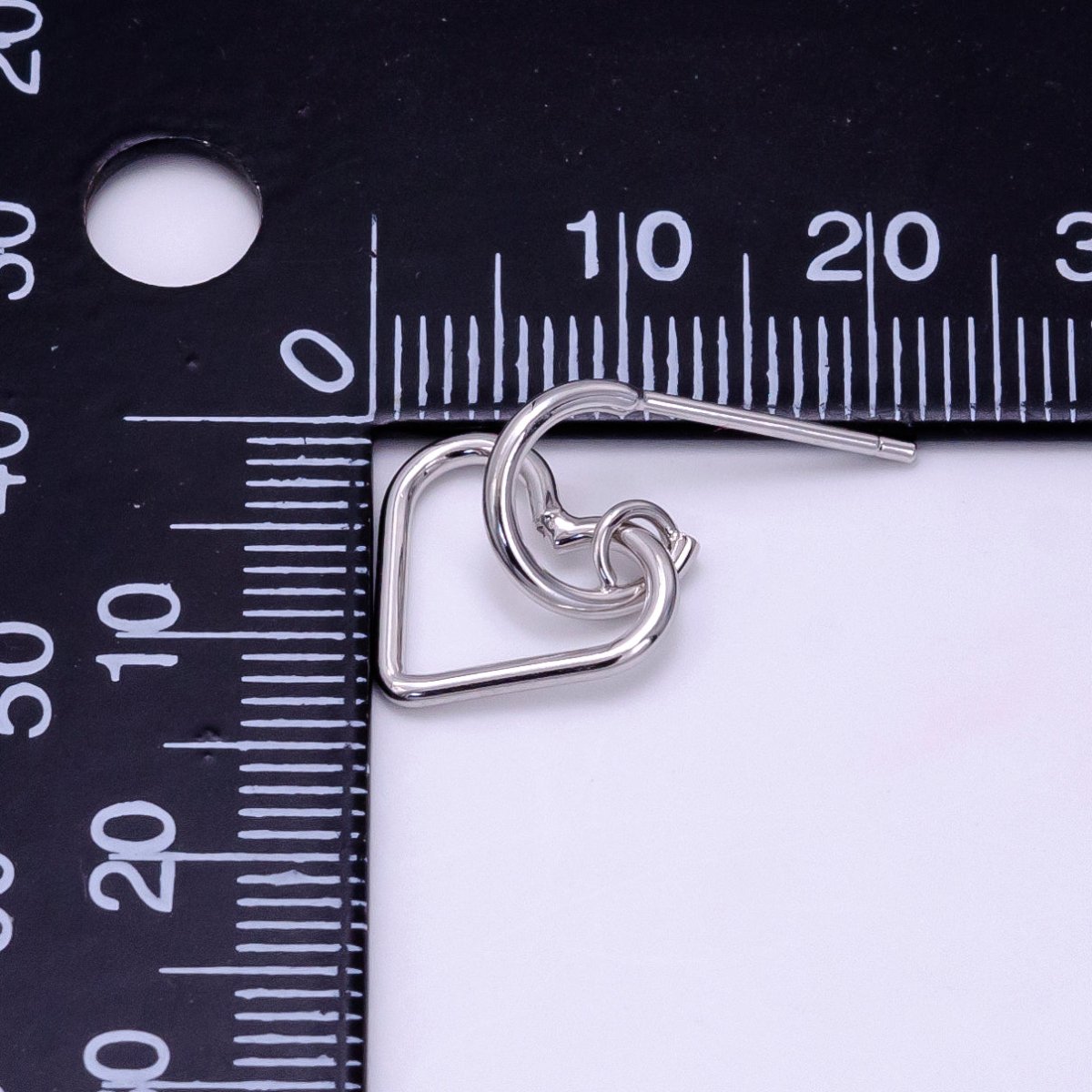 White Gold Filled Open Heart Drop C-Shaped Hoop Earrings | AB1278