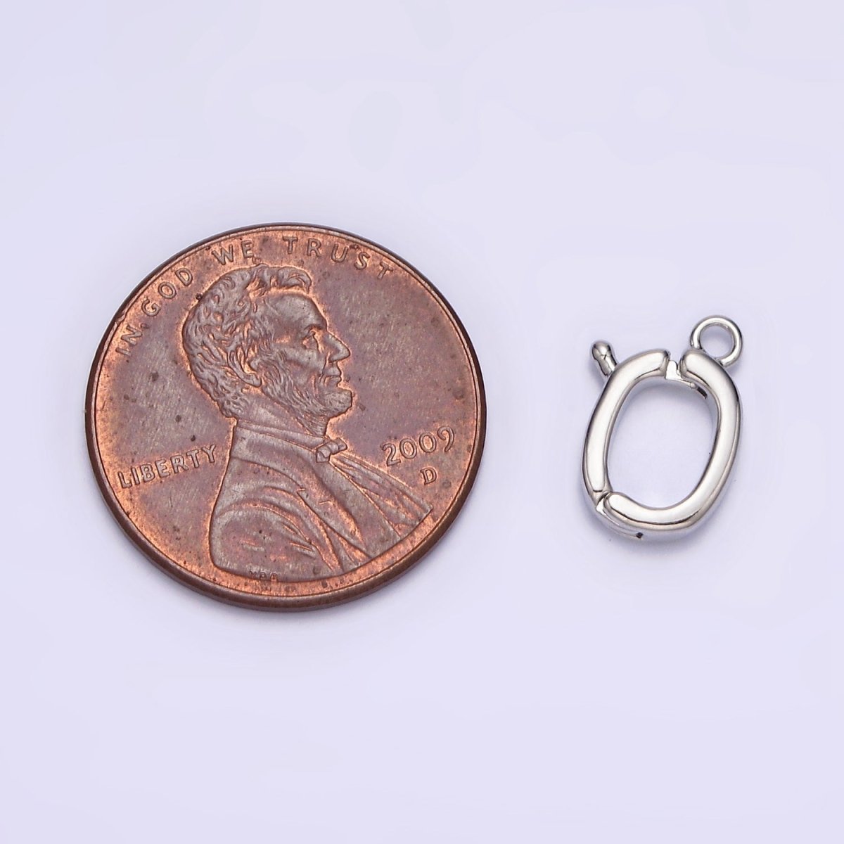 White Gold Filled Oval Snap Interchangeable Charm Holder Jewelry Making Supply | Z-447