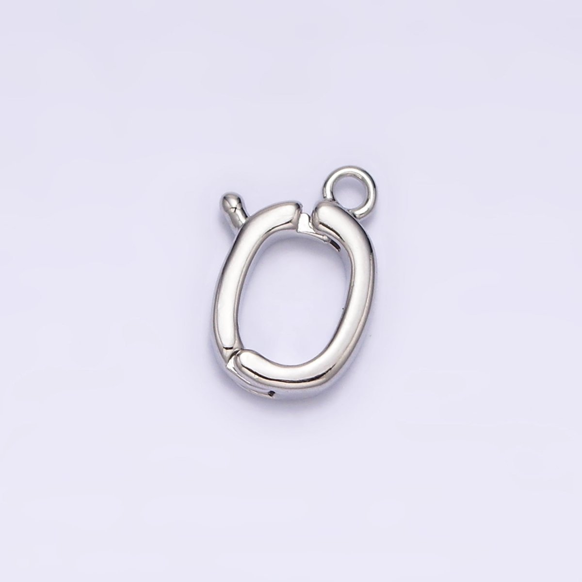 White Gold Filled Oval Snap Interchangeable Charm Holder Jewelry Making Supply | Z-447