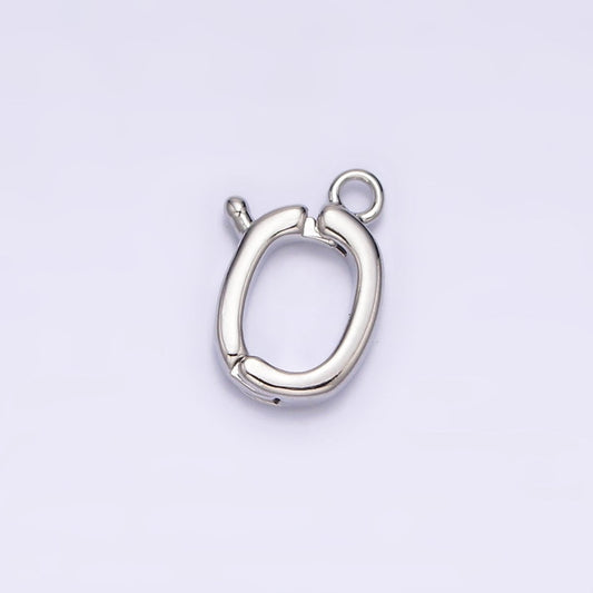 White Gold Filled Oval Snap Interchangeable Charm Holder Jewelry Making Supply | Z-447