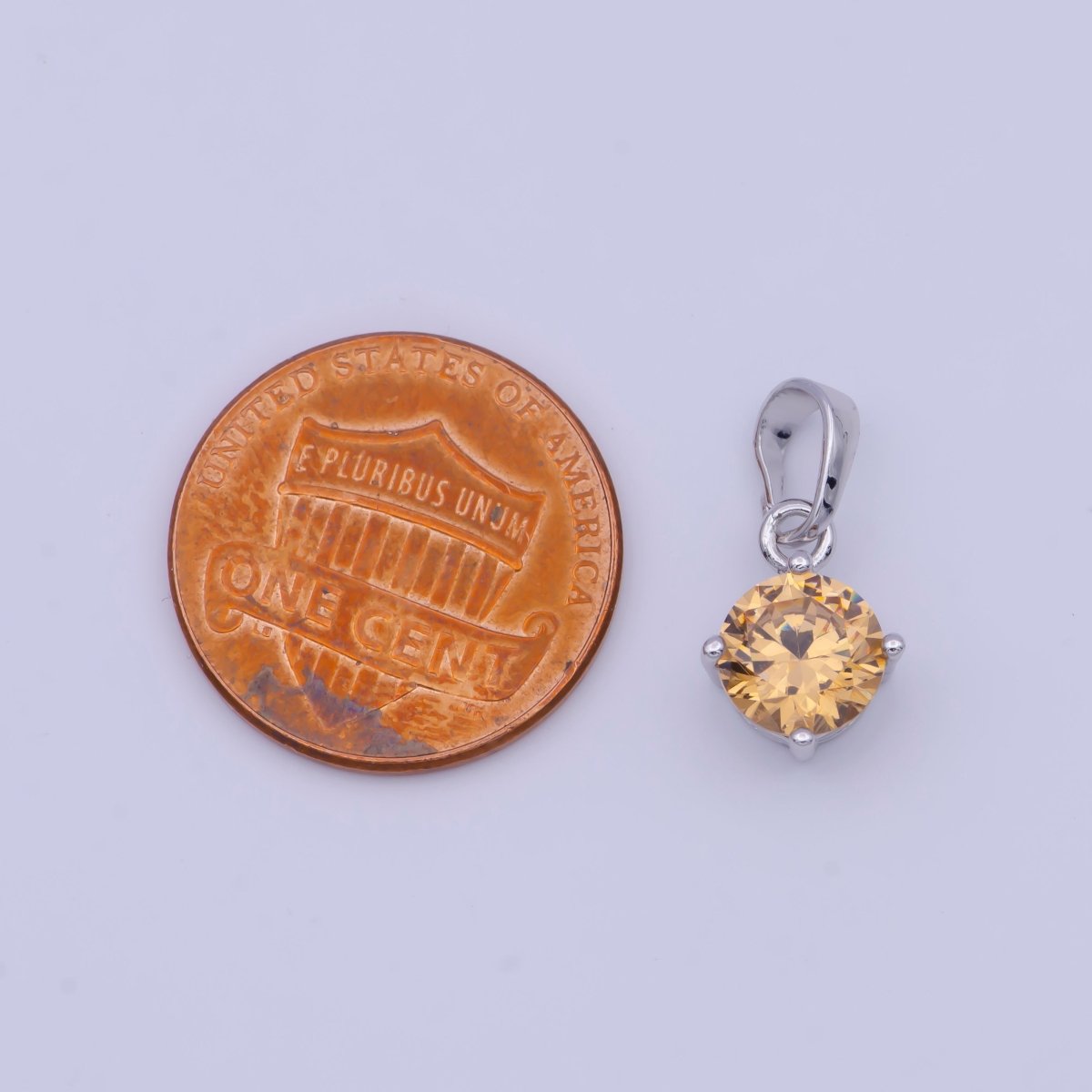 White Gold Filled Peach Solitaire Round Cubic Zirconia Gemstone For DIY Necklace Making | X-528