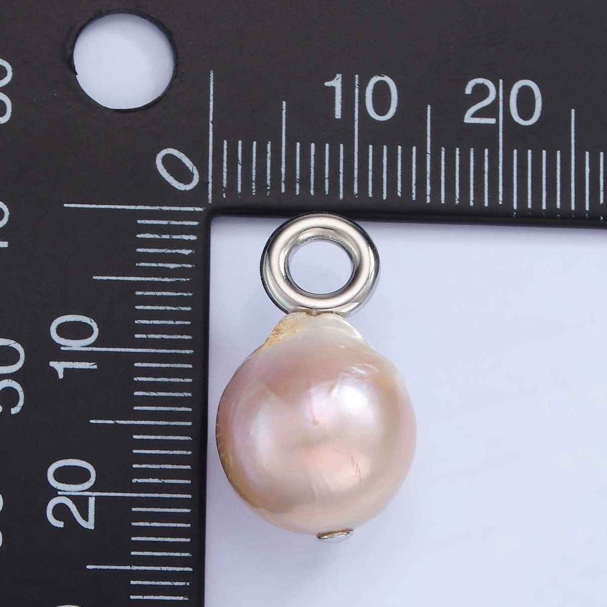 White Gold Filled Purple Freshwater Pearl Button Drop Pendant | P1702