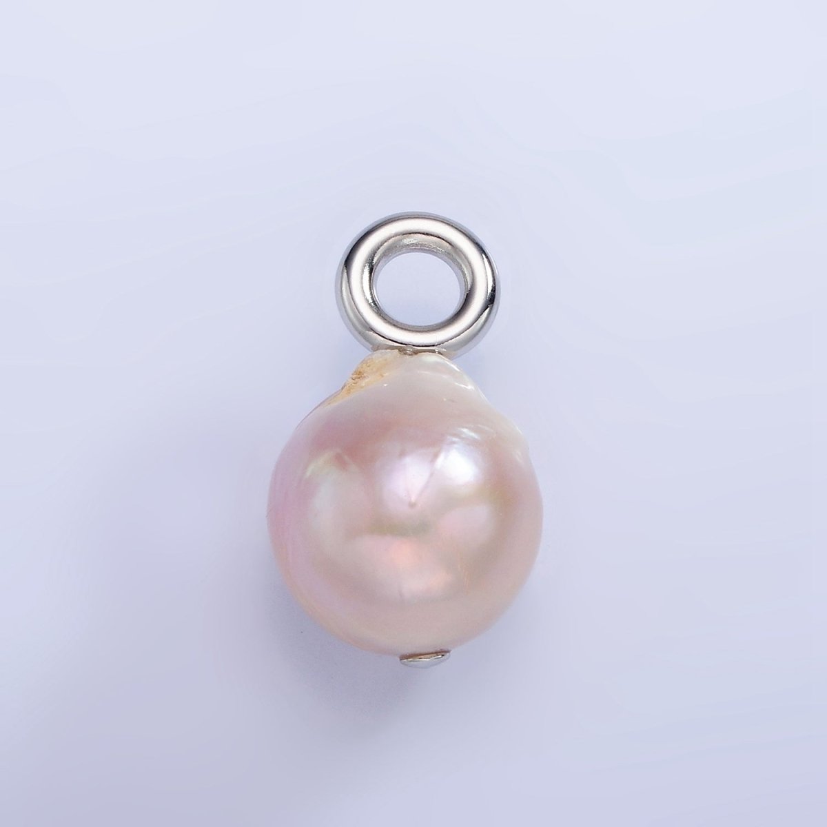 White Gold Filled Purple Freshwater Pearl Button Drop Pendant | P1702