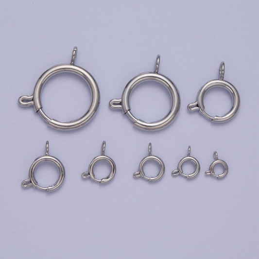 White Gold Filled Round Spring Ring Closure Clasps For DIY Jewelry Making L-883-L891