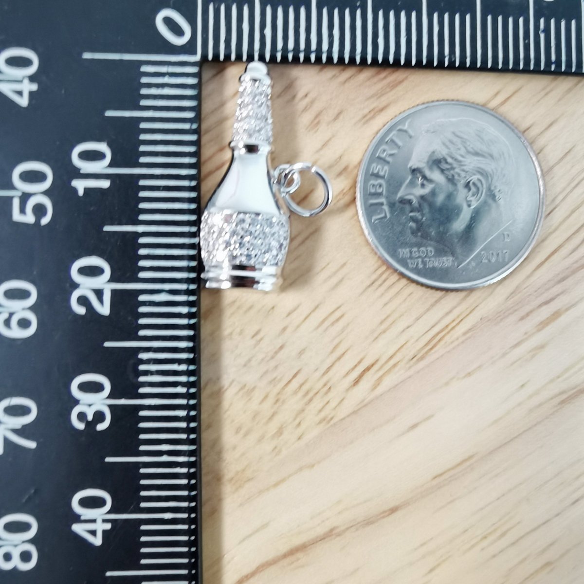 White Gold Filled Silver Wine Bottle Micro Pave CZ Charms, Cute Bottle Cubic Zirconia Charm Bracelet Earring Necklace for Jewelry Making, D-497