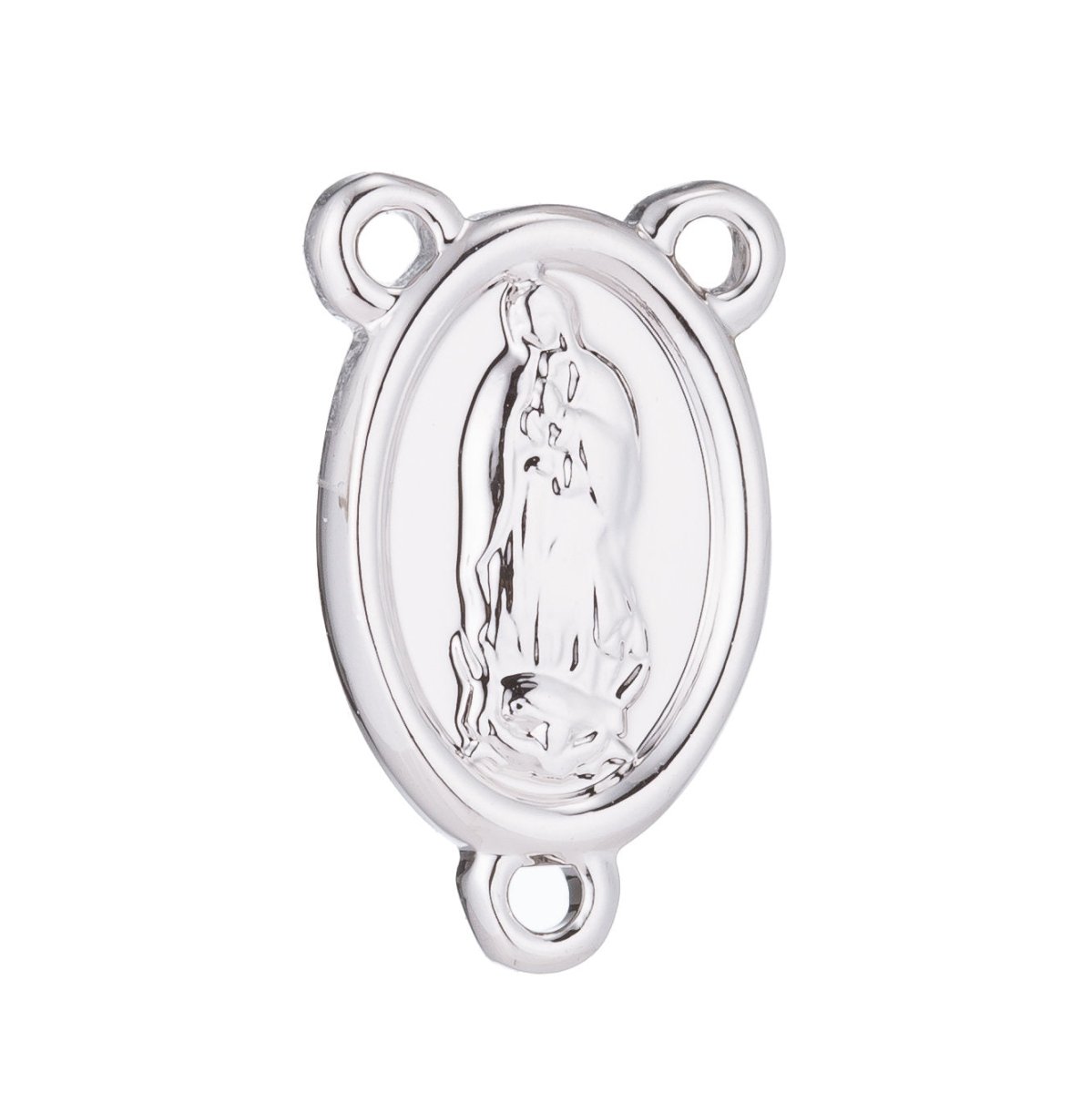 White Gold Rosary Centerpiece, Holy Mother Virgin Mary, Rosary Making Supply, Necklace Pendant, Findings for Jewelry Making F-194
