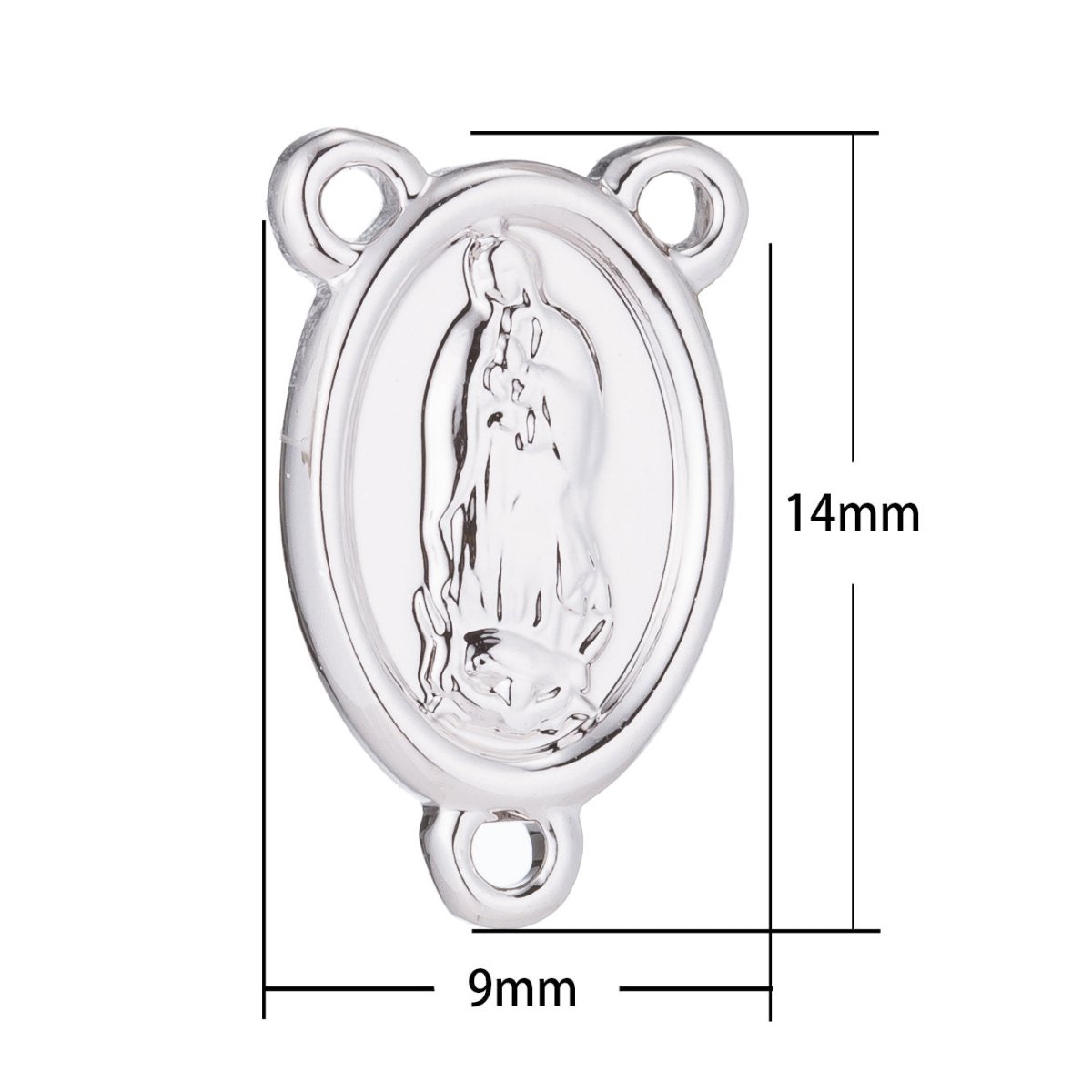 White Gold Rosary Centerpiece, Holy Mother Virgin Mary, Rosary Making Supply, Necklace Pendant, Findings for Jewelry Making F-194