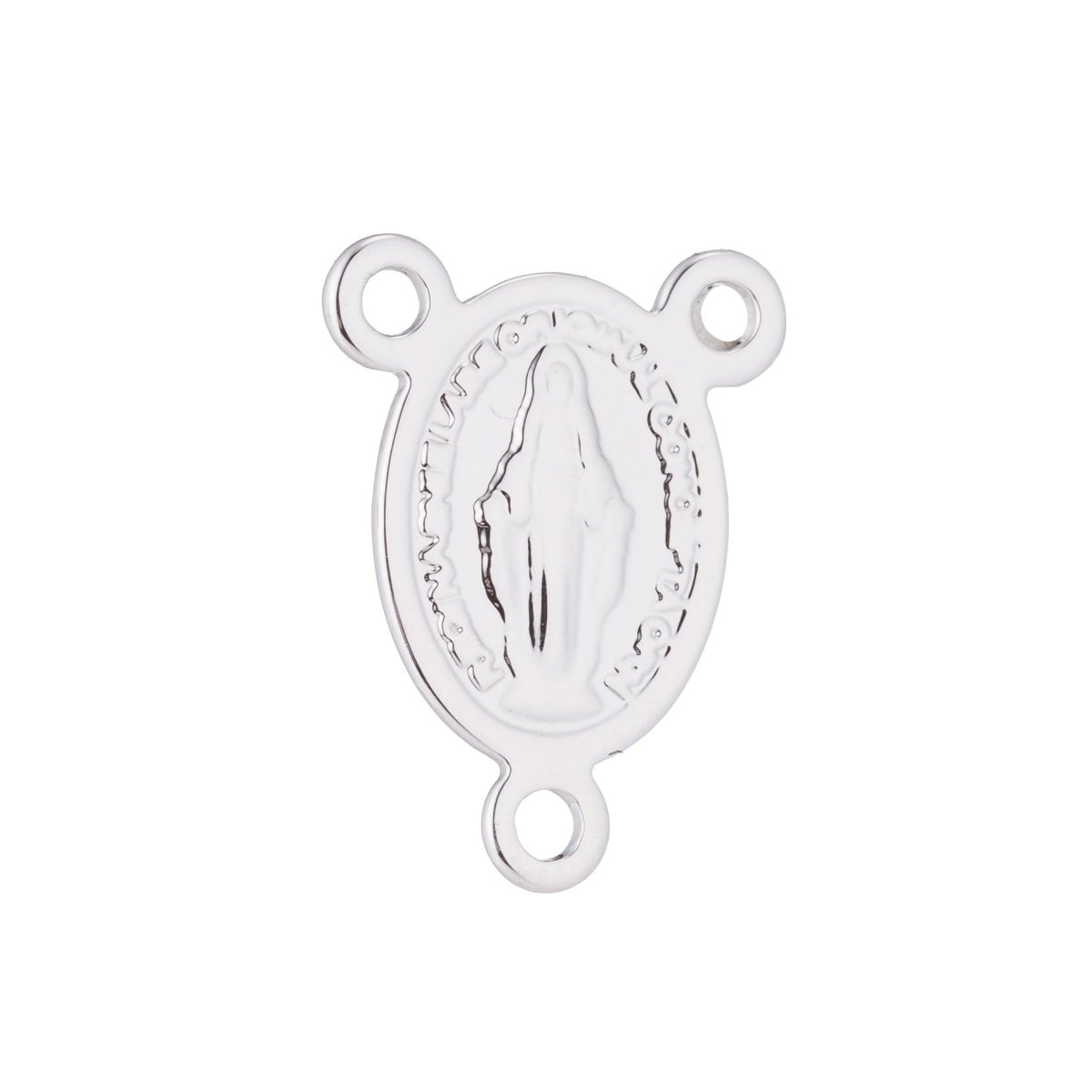 White Gold Rosary Centerpiece, Immaculate Sacred Heart Mary, Rosary Making Supply, Necklace Pendant, Findings for Jewelry Making F-204