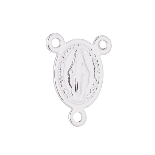 White Gold Rosary Centerpiece, Immaculate Sacred Heart Mary, Rosary Making Supply, Necklace Pendant, Findings for Jewelry Making F-204