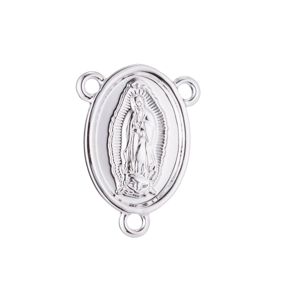 White Gold Rosary Centerpiece, Rosary Center, Immaculate Heart, Rosary Making Supply, Necklace Pendant, Findings for Jewelry Making F-186