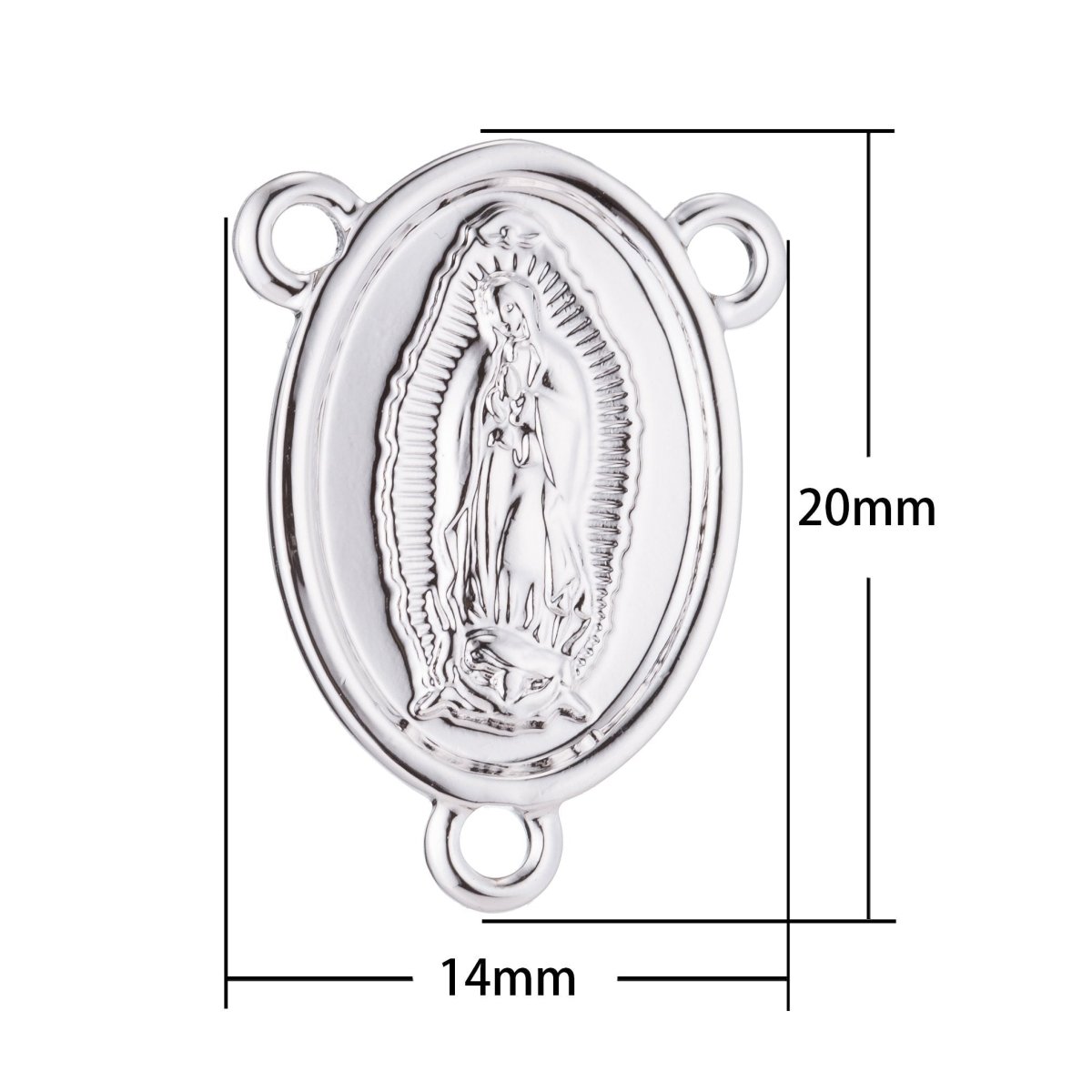 White Gold Rosary Centerpiece, Rosary Center, Immaculate Heart, Rosary Making Supply, Necklace Pendant, Findings for Jewelry Making F-186