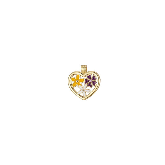White Yellow Wine Flowers in Heart Gold Filled Pendants  J-839