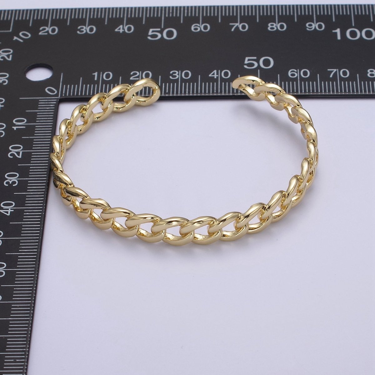 OS Wholesale Chain Link Cuff Bangle Bracelet, curb link bracelet, gold bangle, cuff bracelet, gold cuff, wrist cuff, stackable bracelet | WA-678 Clearance Pricing